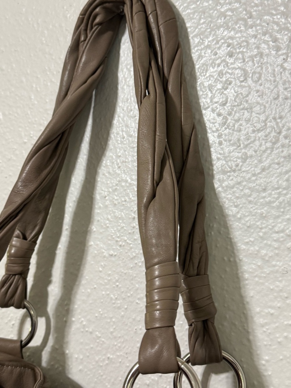 b. makowsky Taupe Braided-Handle Shoulder Bag - Picture 9 of 10